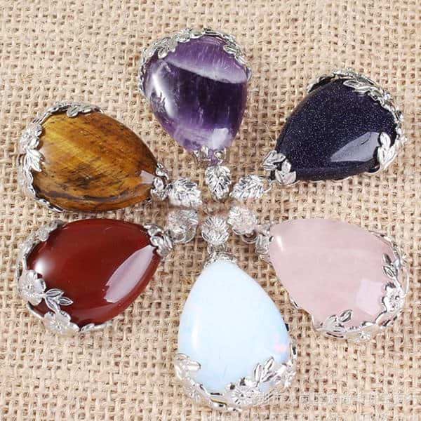 Flower Crystal Teardrop Necklaces