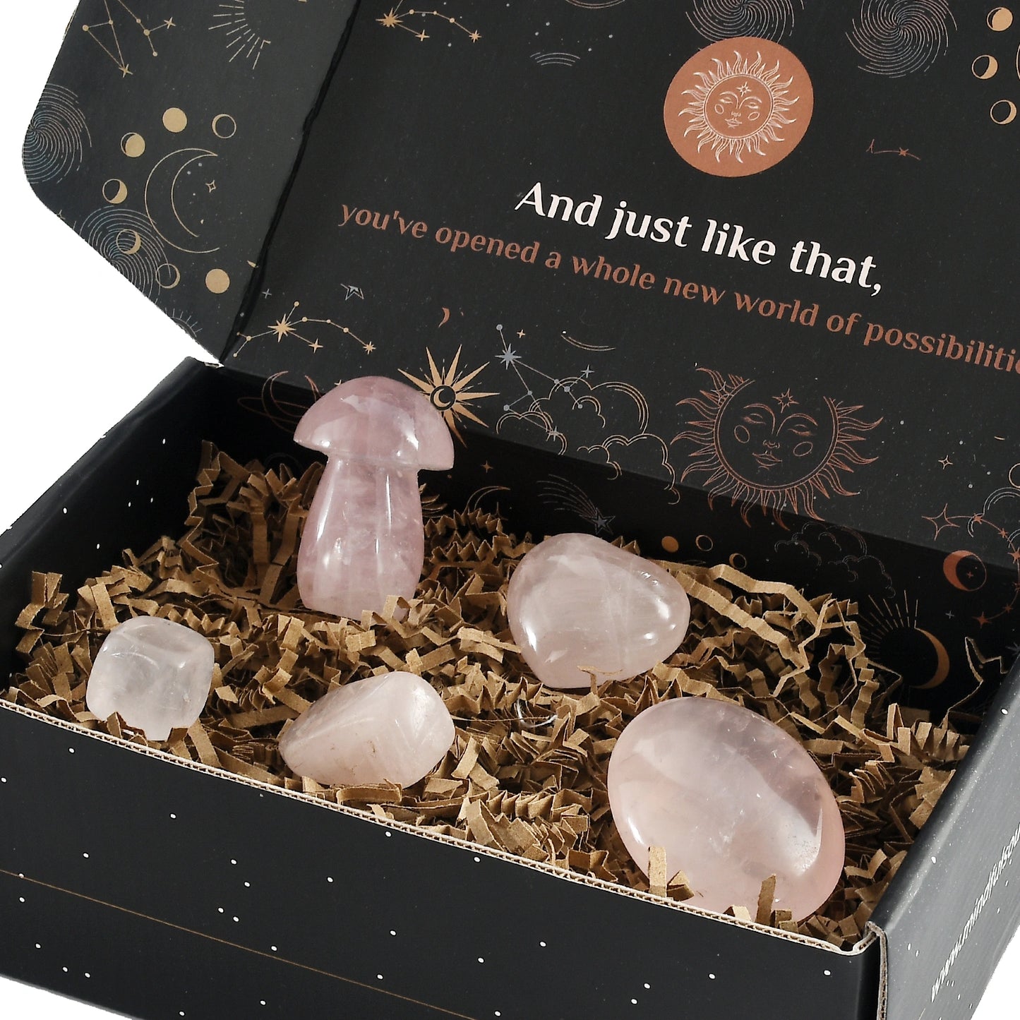 The Heart Opening Set – Five Rose Quartz Crystals for Love & Healing
