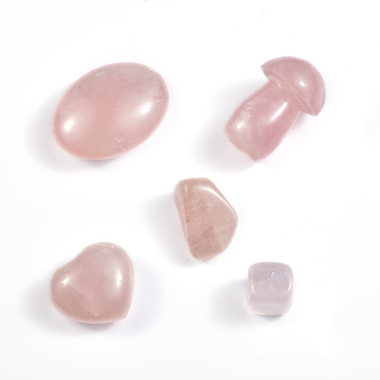 The Heart Opening Set – Five Rose Quartz Crystals for Love & Healing