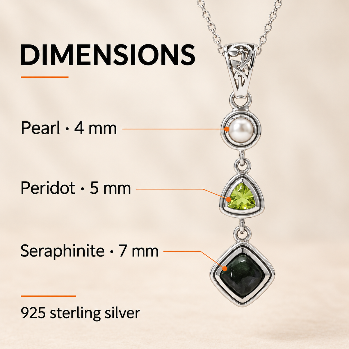 Seraphinite Pendant Necklace - Sterling Silver Crystal