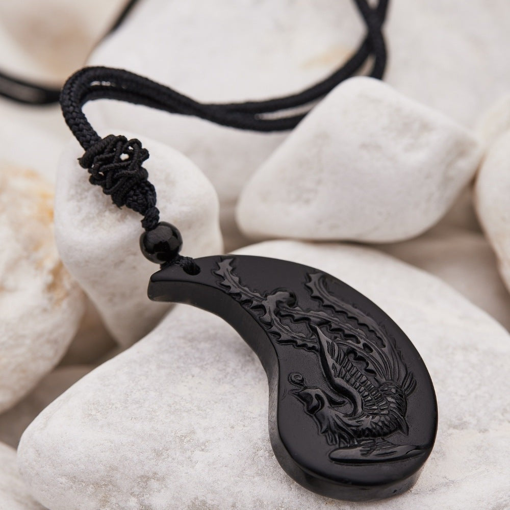 Obsidian Ying Yang Paar passende Halsketten