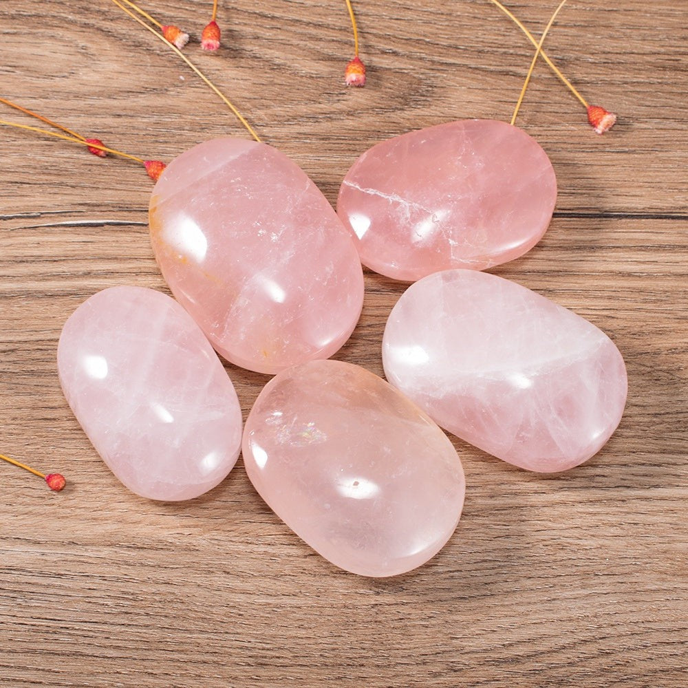 Polished Rose Quartz Palm Stone