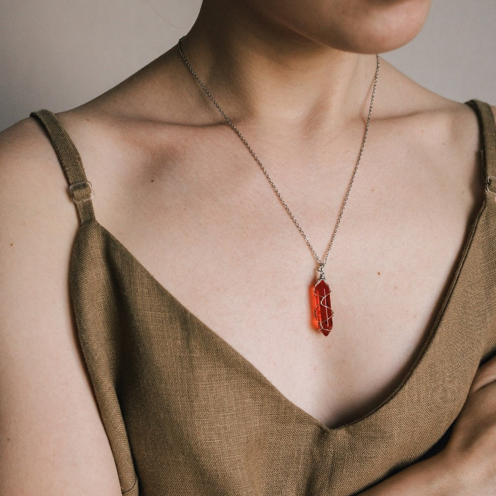 Red Carnelian Crystal Necklace