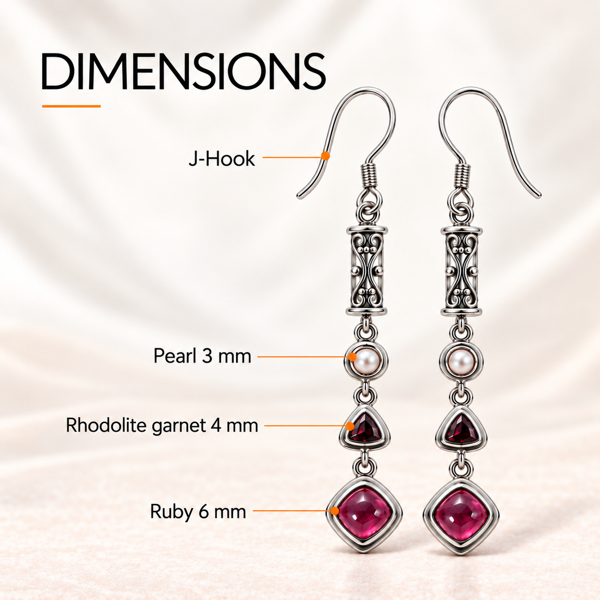 Ruby Red Pearl Drop Earrings β Sterling Silver Jewelry