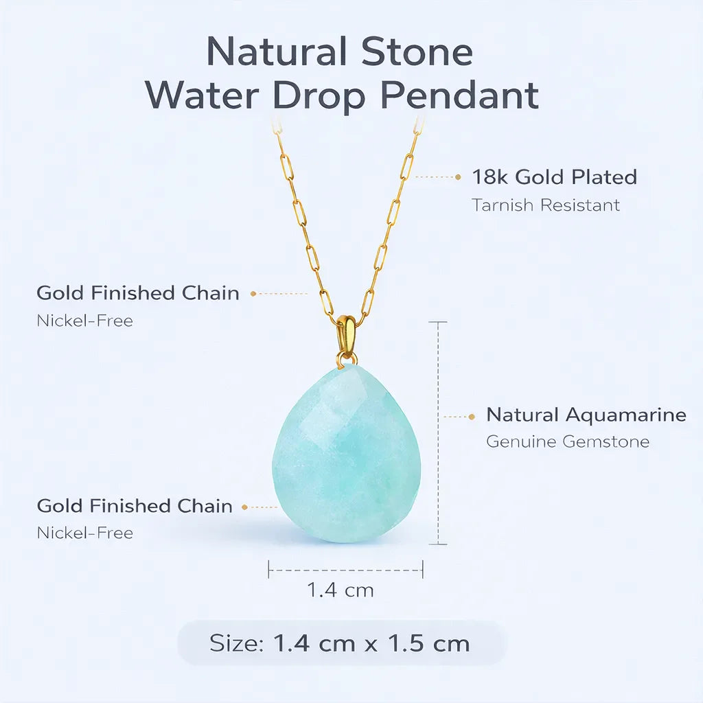 Natural Stone Water Drop Pendant — Embrace Serenity and Strength