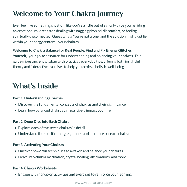 Chakra-Balance für echte Menschen: Ihr druckbares Arbeitsbuch und Handbuch (50 Seiten)