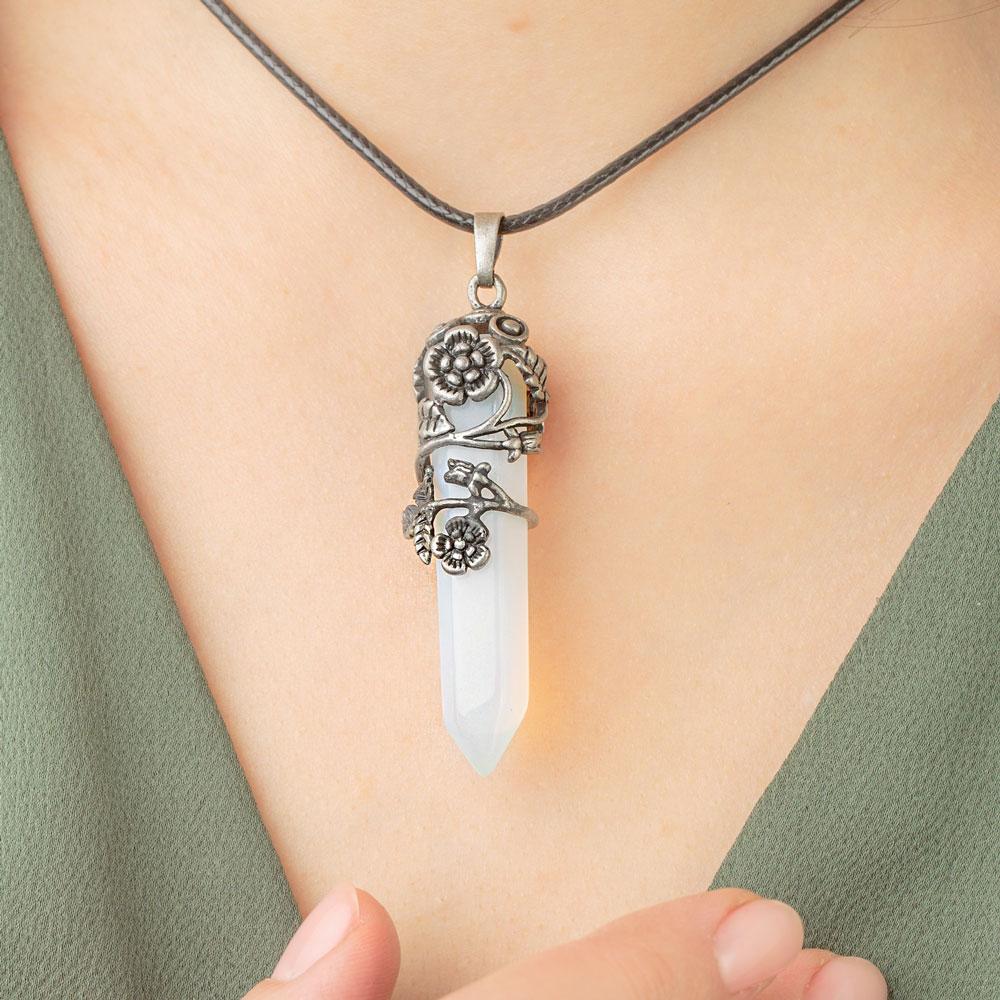 Flower Hexagon Crystal Necklace
