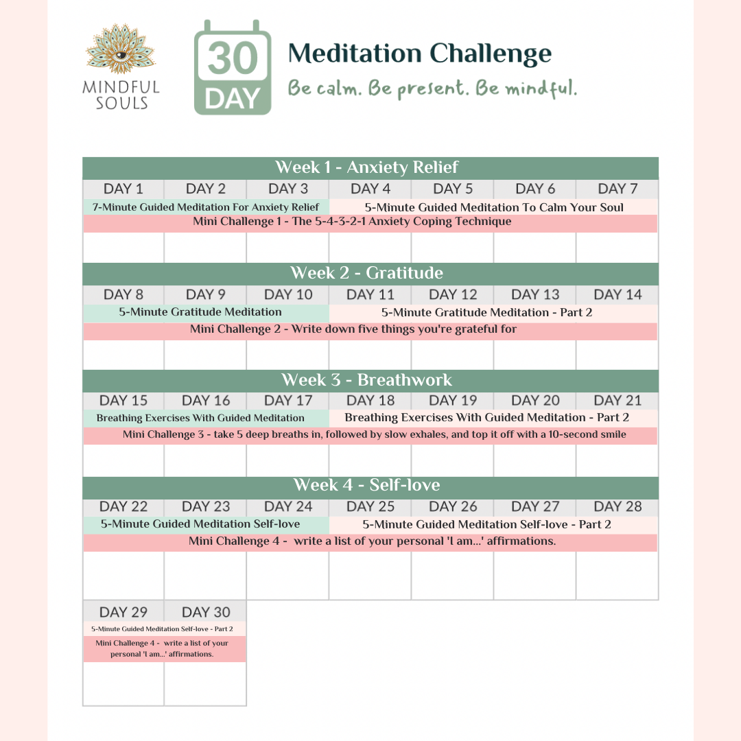 Druckbarer Leitfaden für die 30-tägige Meditations-Challenge