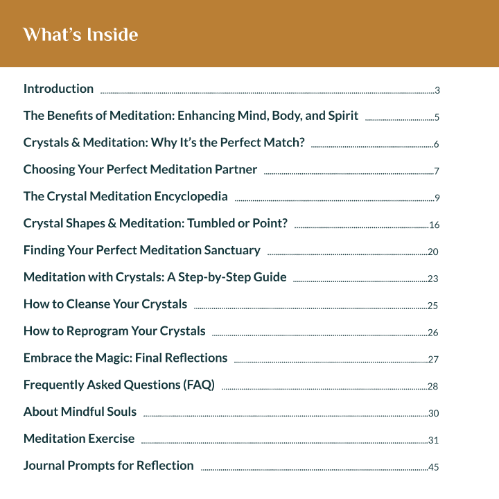 Meditation mit Kristallen: Druckbare Anleitung und Arbeitsbuch