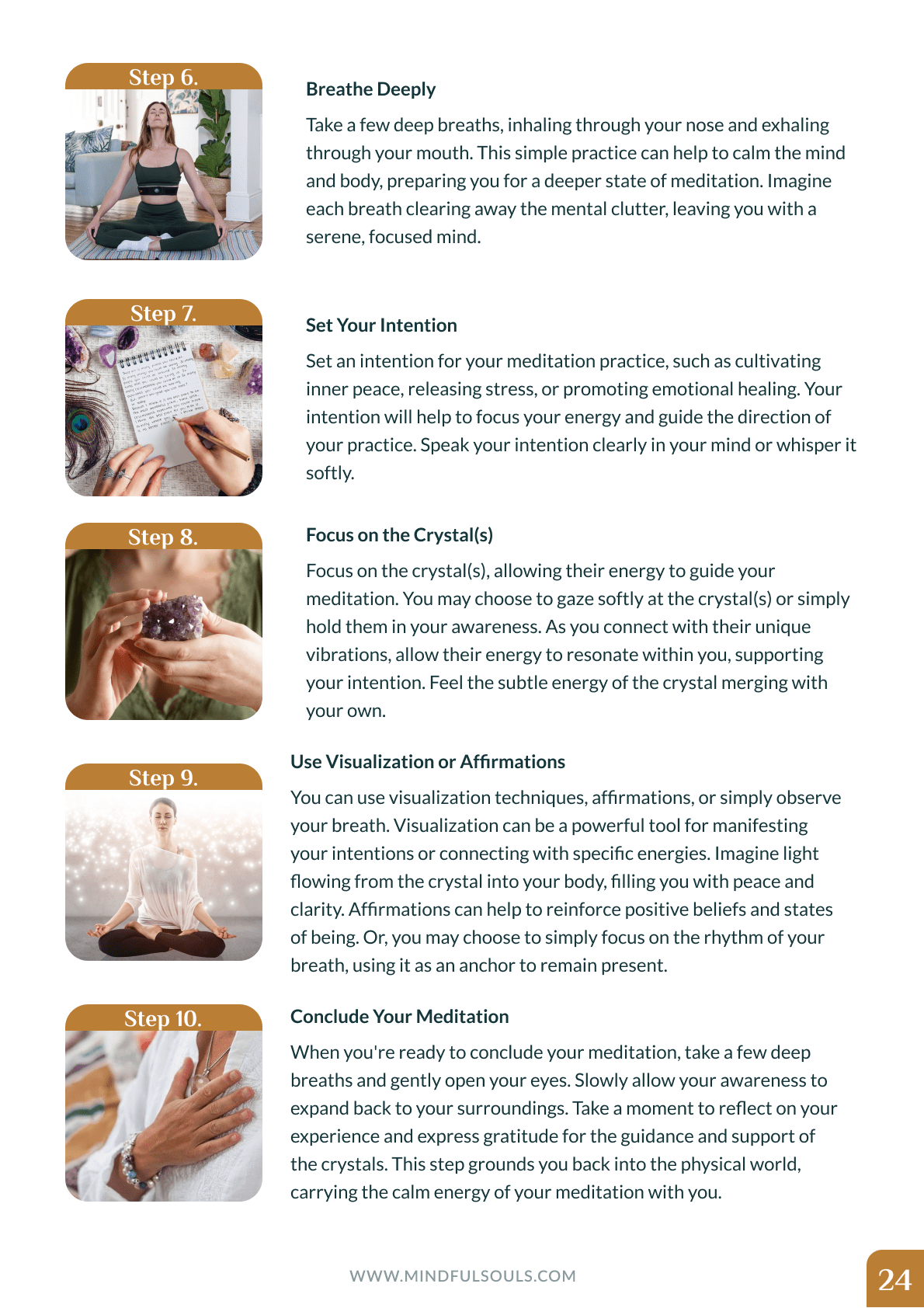Meditation mit Kristallen: Druckbare Anleitung und Arbeitsbuch