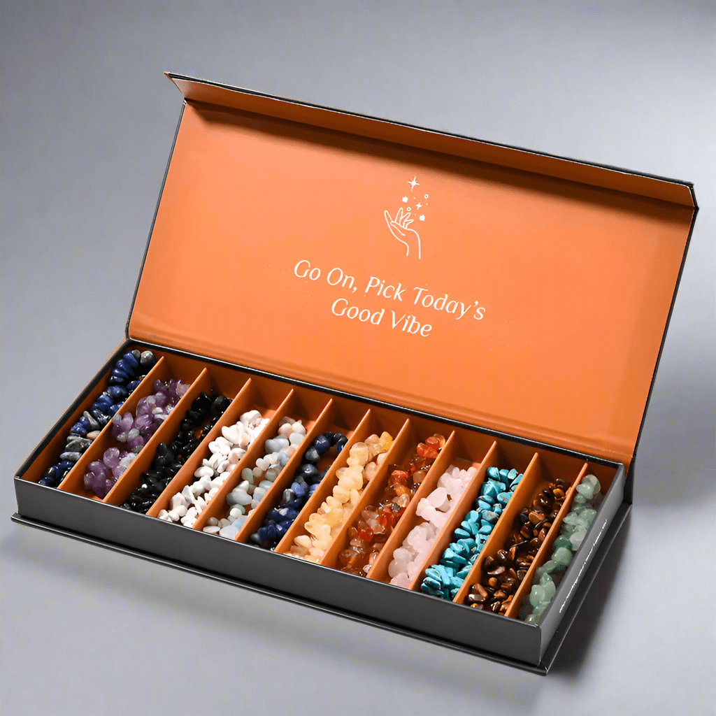 Résolvez facilement les défis du quotidien - Ensemble de 12 bracelets en cristal naturel avec boîte de rangement