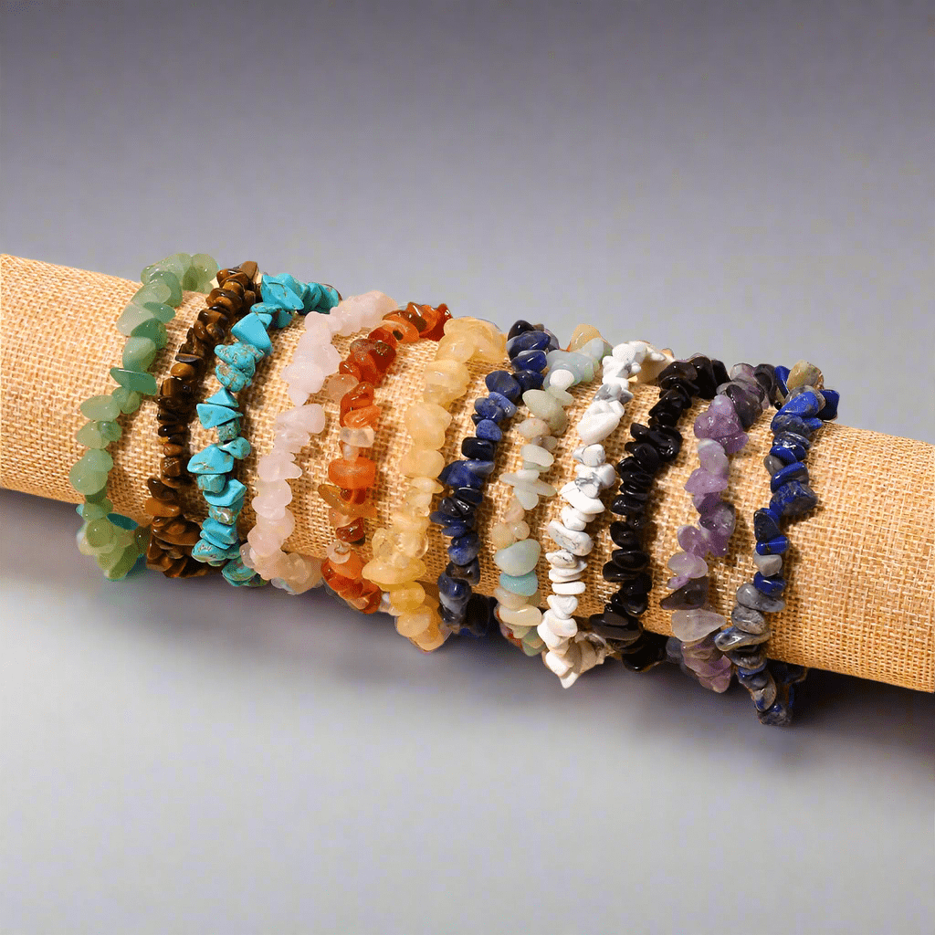 12 Bracelet Natural Crystal Set with Storage Box + FREE Gold Sheet