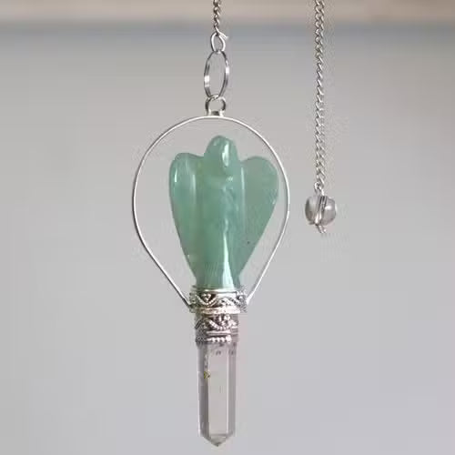 Angel Pendulum with Ring – Black Agate, Yellow Quartz & More