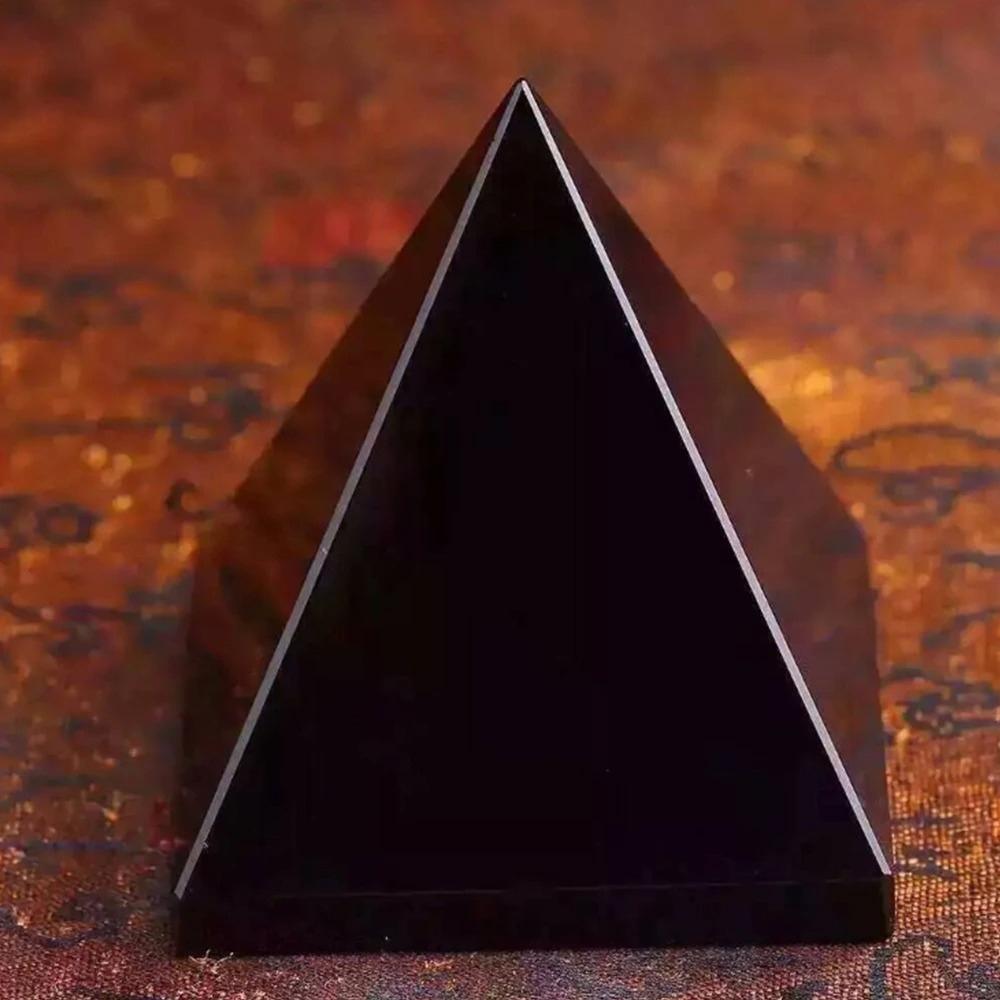 Black Obsidian Quartz Crystal Protection Pyramid