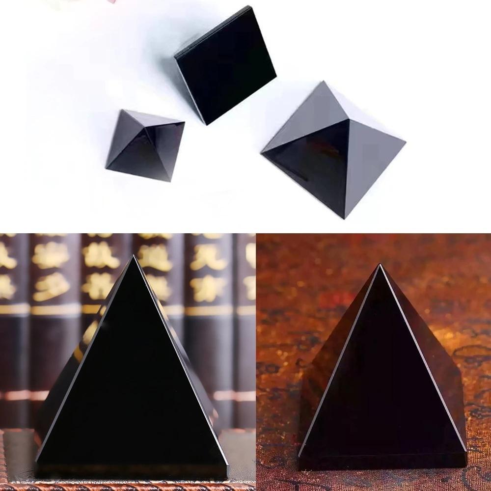 Black Obsidian Quartz Crystal Protection Pyramid
