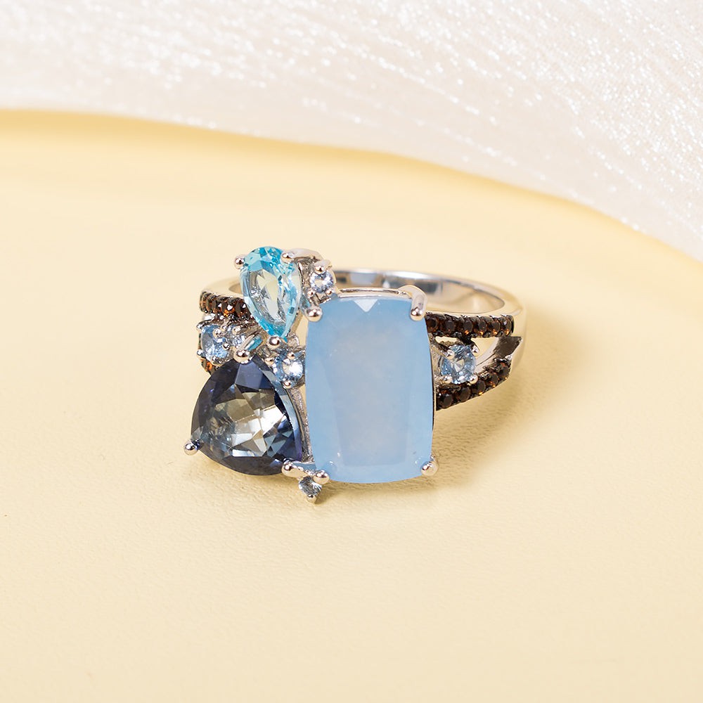 Aquablauer Chalcedon-Ring