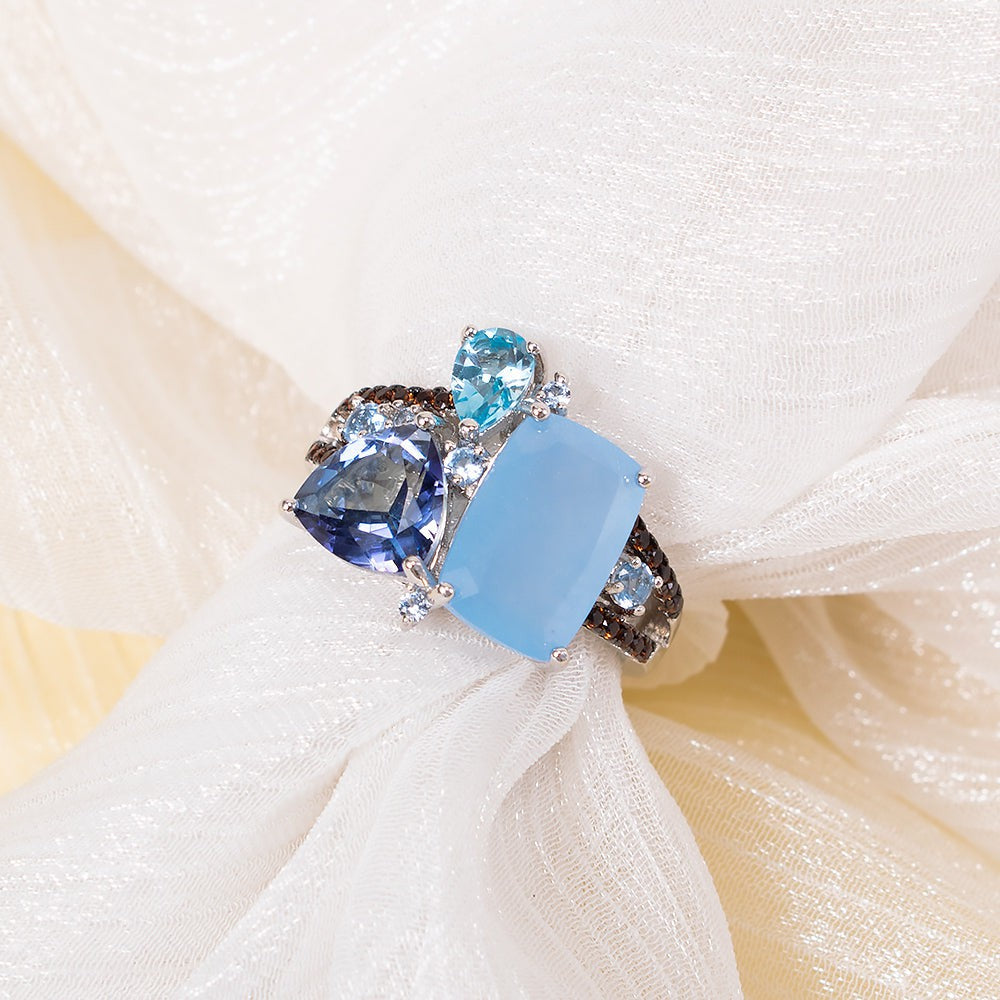 Aquablauer Chalcedon-Ring