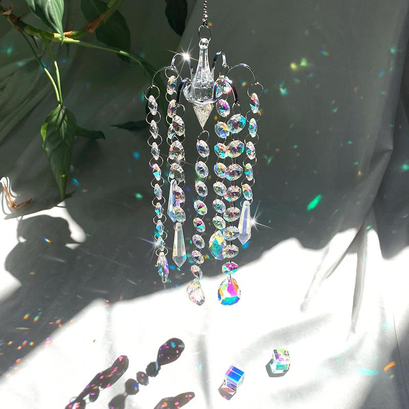Crystal Glass Prism Wind Chime - Home Decoration