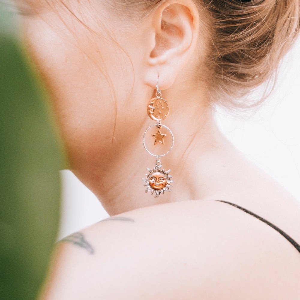 Vintage Sun and Moon Earrings