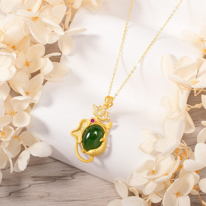 Grüne Jaspis-Stein-Halskette 