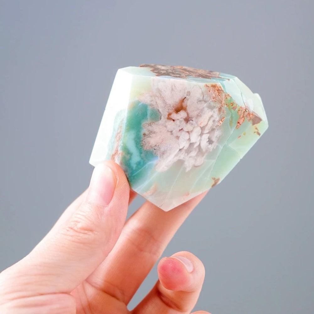 Raw Natural Green Flower Agate Stones