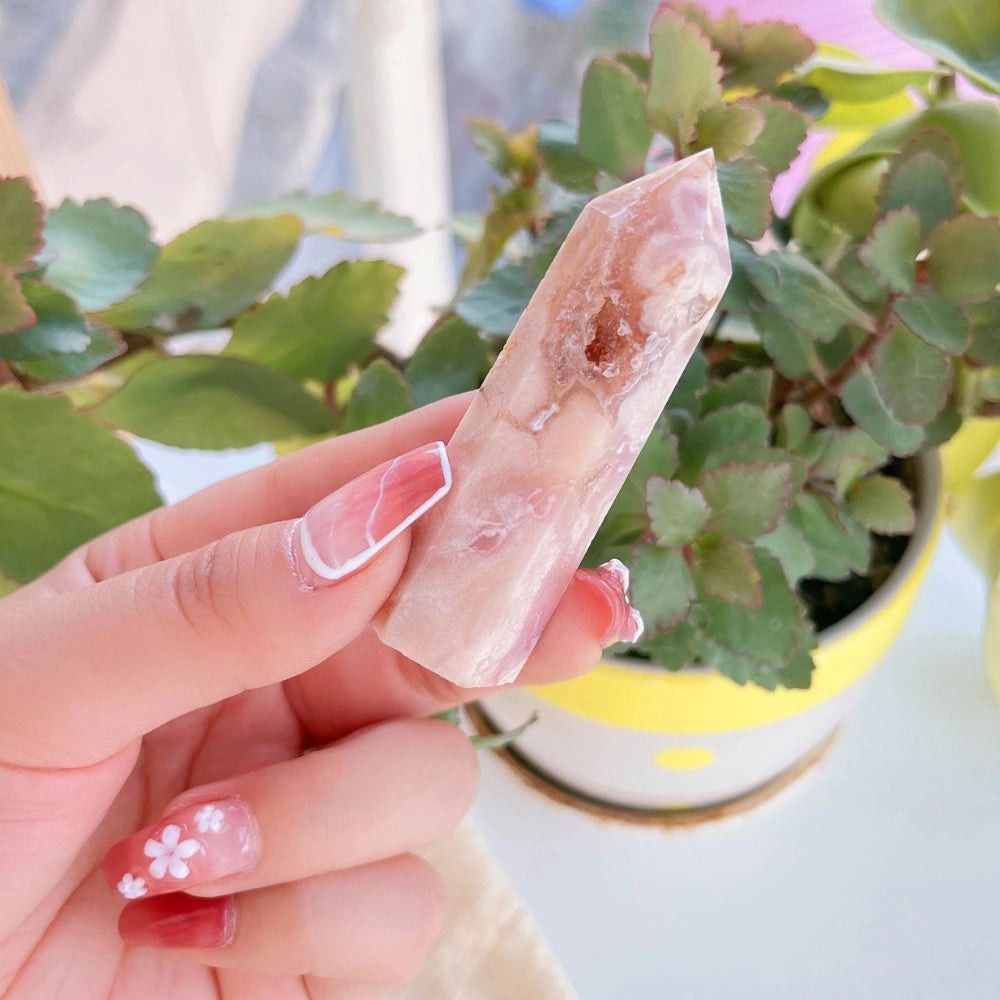 Sakura Flower Agate Crystal Point