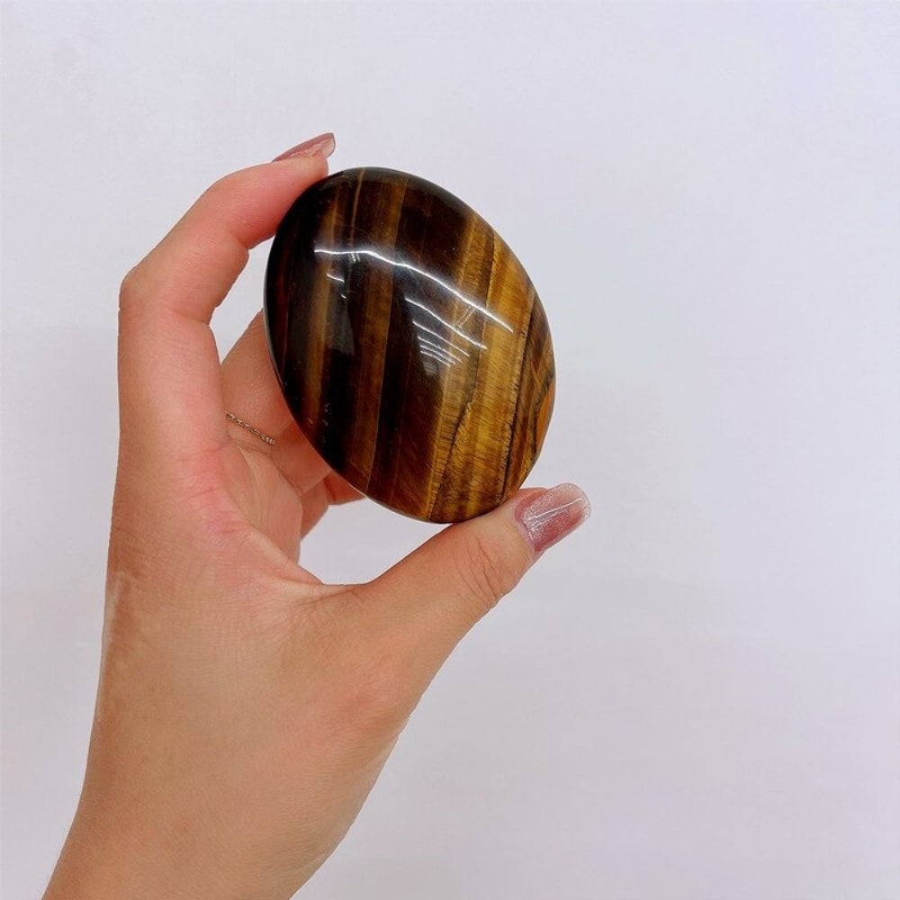 Natural Tiger's Eye Crystal Palm Stone