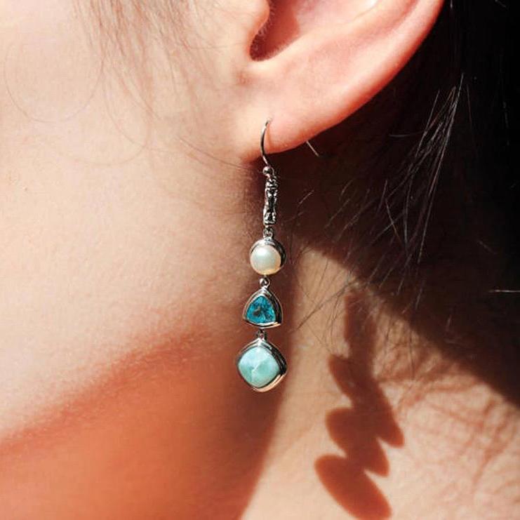 Silver Larimar Earrings