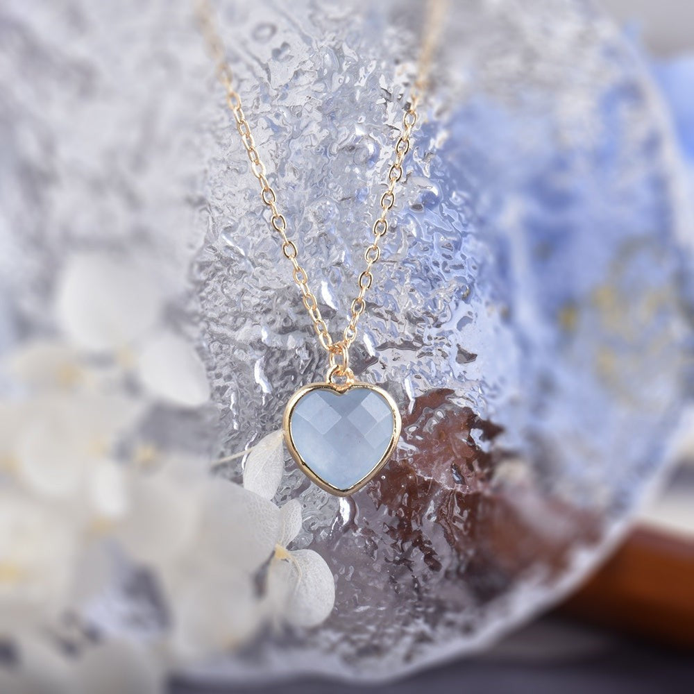 Faceted Aquamarine Heart Pendant