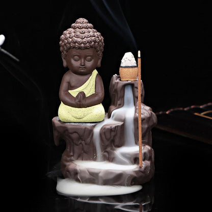 Yellow Buddha Waterfall Backflow Incense Burner