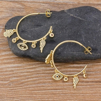 Evil Eye Gold Hoop Earrings