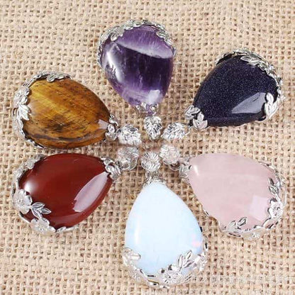 Flower Crystal Teardrop Necklaces