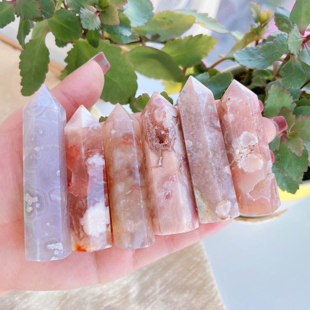 Sakura Flower Agate Crystal Points