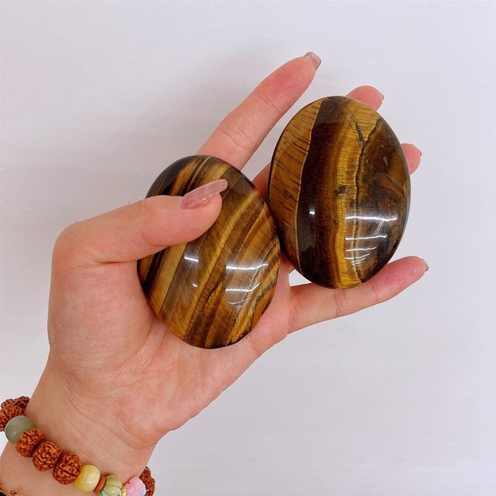 Natural Tiger's Eye Crystal Palm Stone