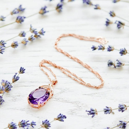 Gold Amethyst Crystal Necklace
