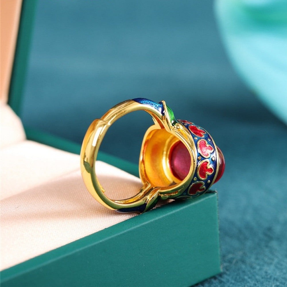 Red Corundum Mineral Stone Ring