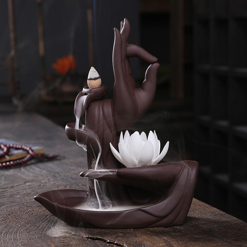 White Lotus Waterfall Backflow Incense Burner