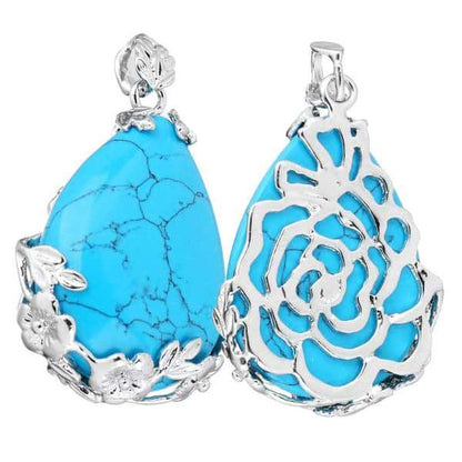 Flower Crystal Teardrop Necklaces