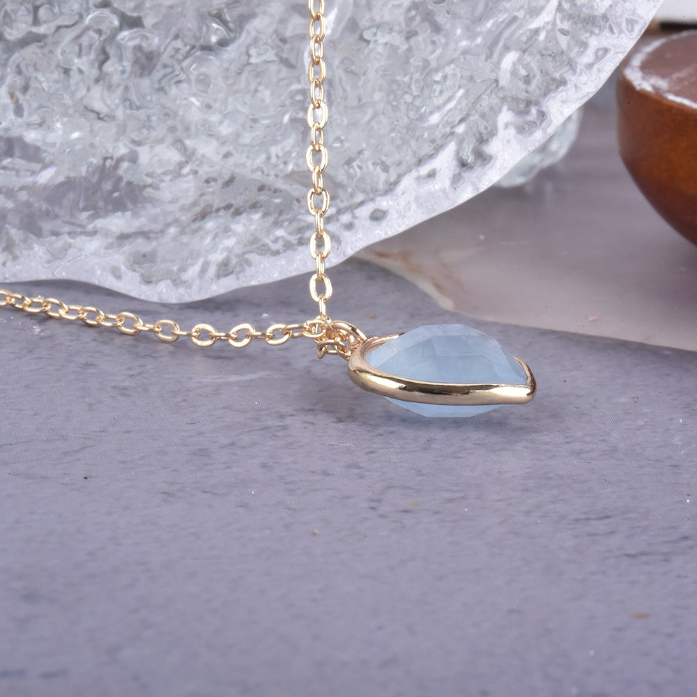 Faceted Aquamarine Heart Pendant