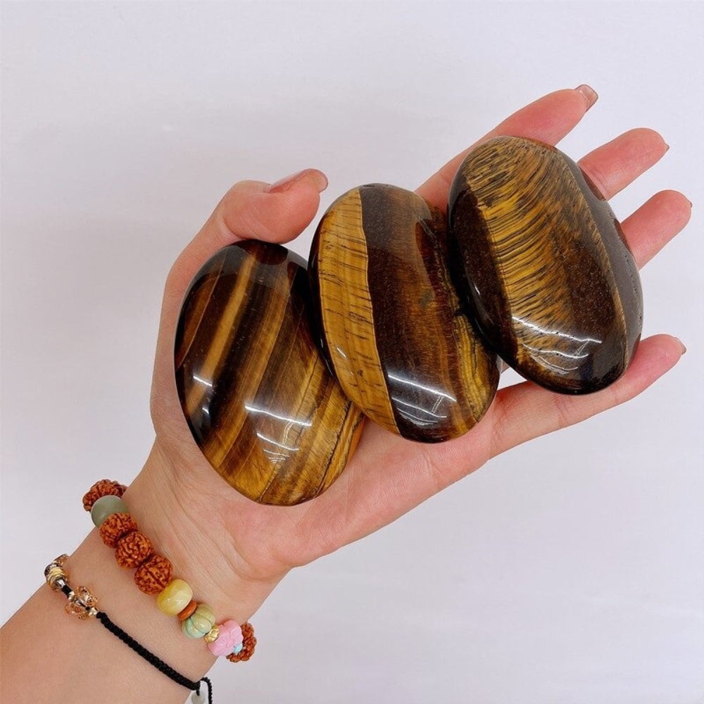 Natural Tiger's Eye Crystal Palm Stone