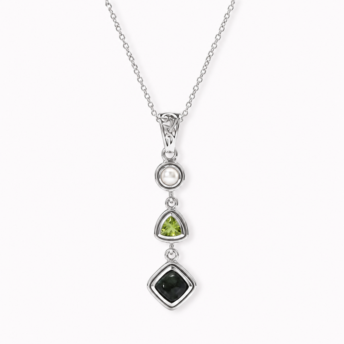 Seraphinite Pendant Necklace - Sterling Silver Crystal