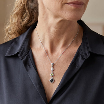 Seraphinite Pendant Necklace - Sterling Silver Crystal