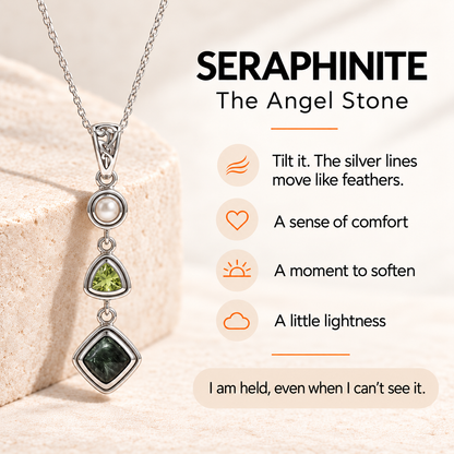 Seraphinite Pendant Necklace - Sterling Silver Crystal