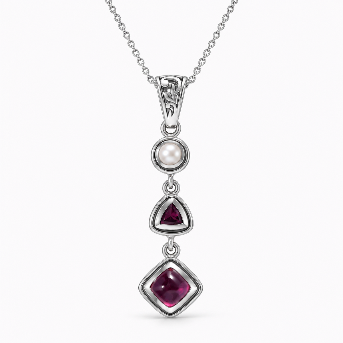 Ruby Pearl Pendant – Vintage Red Gemstone Crystal Jewelry