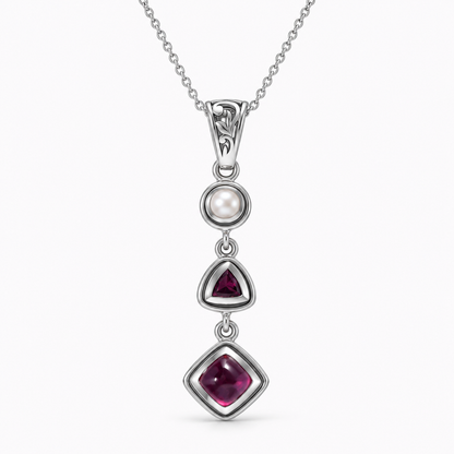 Ruby Pearl Pendant – Vintage Red Gemstone Crystal Jewelry