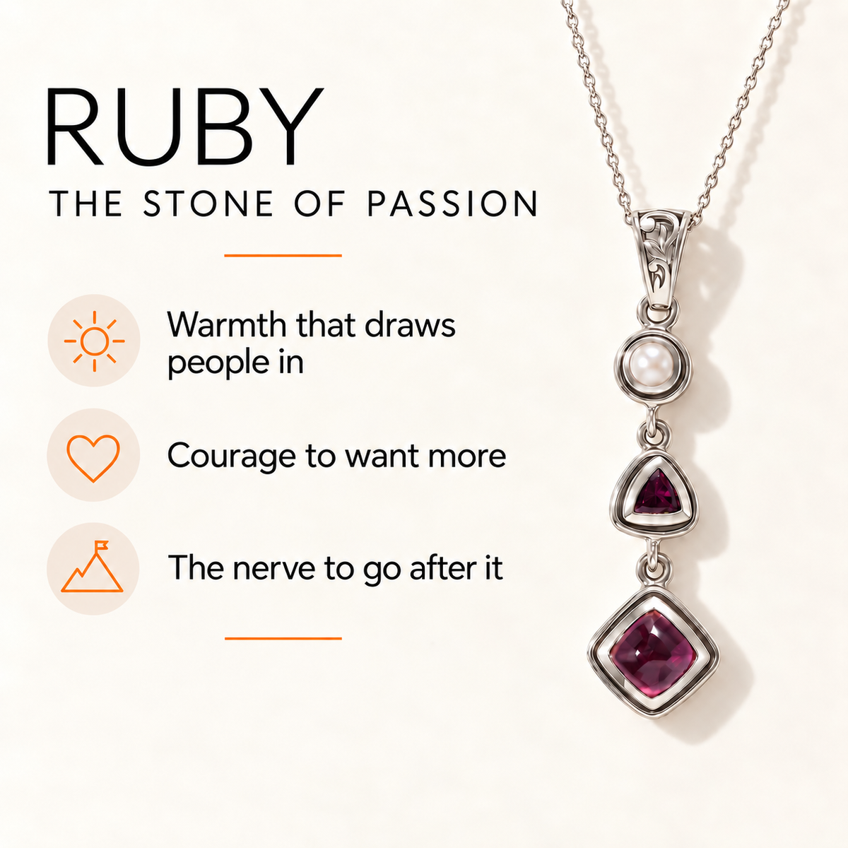 Ruby Pearl Pendant – Vintage Red Gemstone Crystal Jewelry