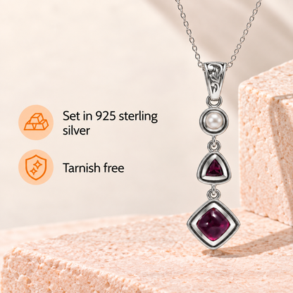Ruby Pearl Pendant – Vintage Red Gemstone Crystal Jewelry