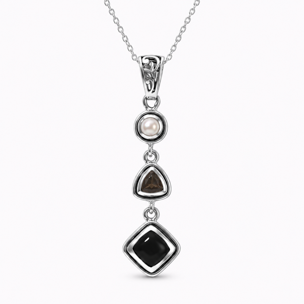Black Obsidian Pendant – Pearl Crystal Teardrop Jewelry