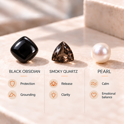 Black Obsidian Pendant – Pearl Crystal Teardrop Jewelry