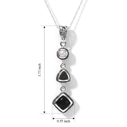 Black Obsidian Pendant – Pearl Crystal Teardrop Jewelry